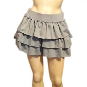 Layered ruffle stretch mini skirt